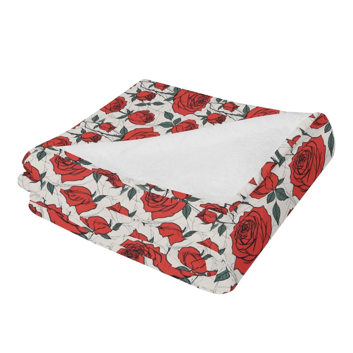 Red Roses Horizontal Flannel Breathable Blanket 4 Sizes - DeRose Seasonal