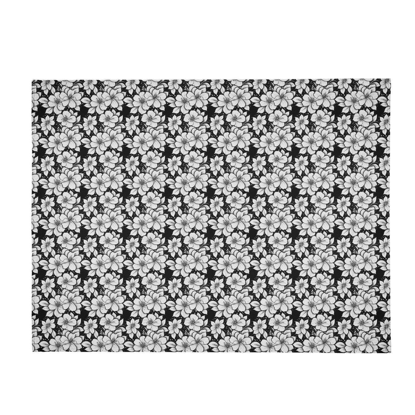 Black and White Floral Horizontal Flannel Breathable Blanket 4 Sizes - DeRose Seasonal
