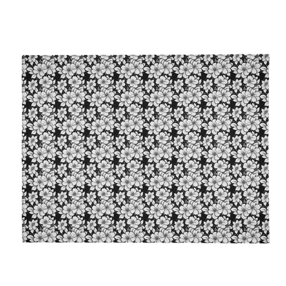 Black and White Floral Horizontal Flannel Breathable Blanket 4 Sizes - DeRose Seasonal