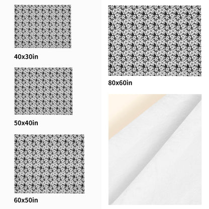 Black and White Floral Horizontal Flannel Breathable Blanket 4 Sizes - DeRose Seasonal