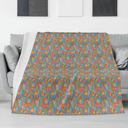 Ocean Abstract Horizontal Flannel Breathable Blanket 4 Sizes - DeRose Seasonal