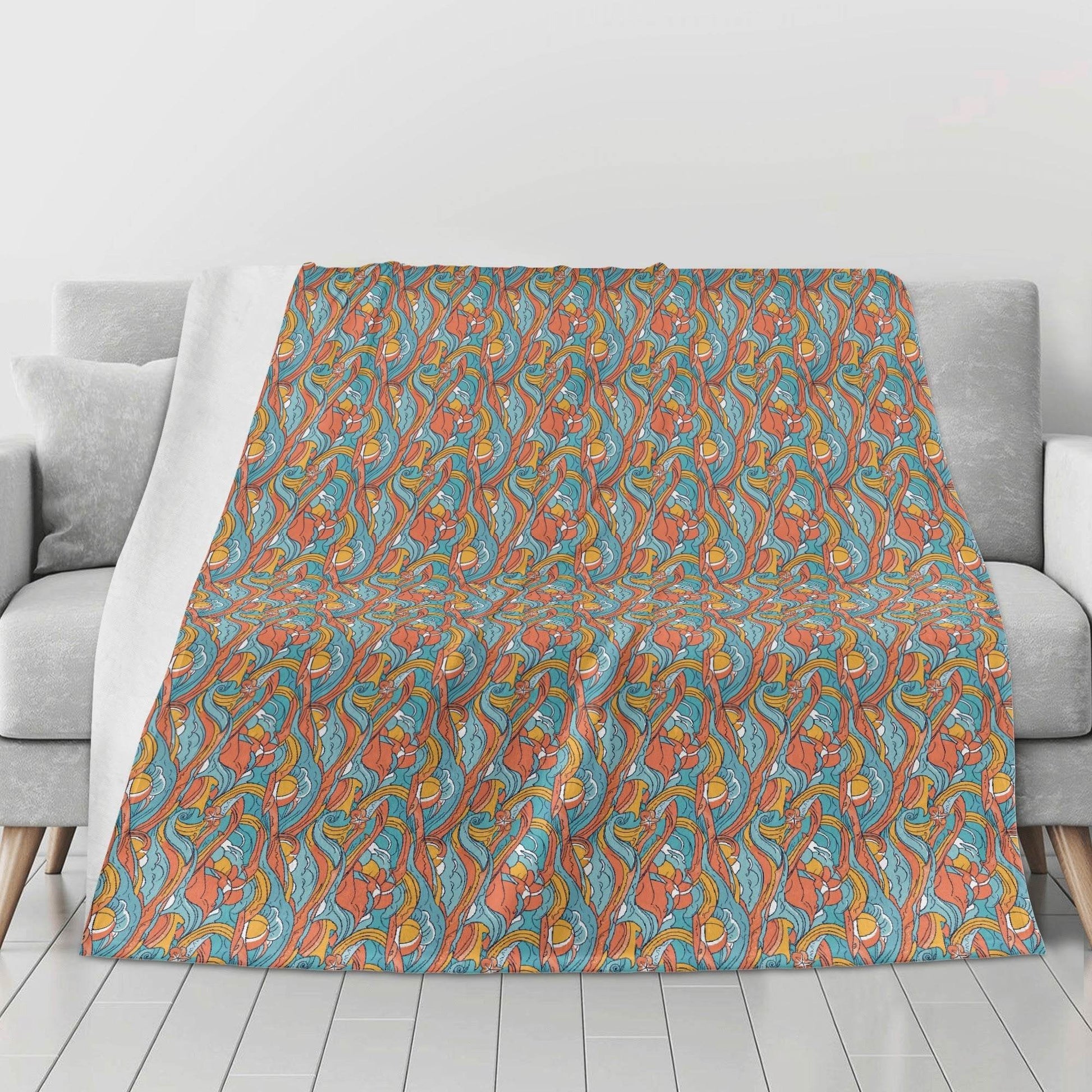 Ocean Abstract Horizontal Flannel Breathable Blanket 4 Sizes - DeRose Seasonal