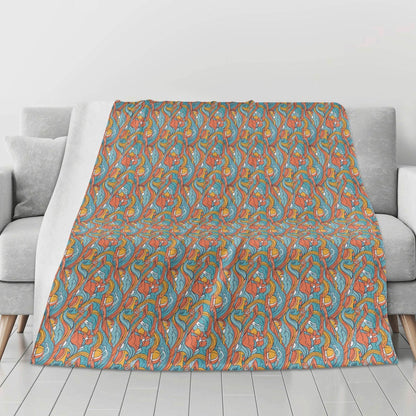 Ocean Abstract Horizontal Flannel Breathable Blanket 4 Sizes - DeRose Seasonal