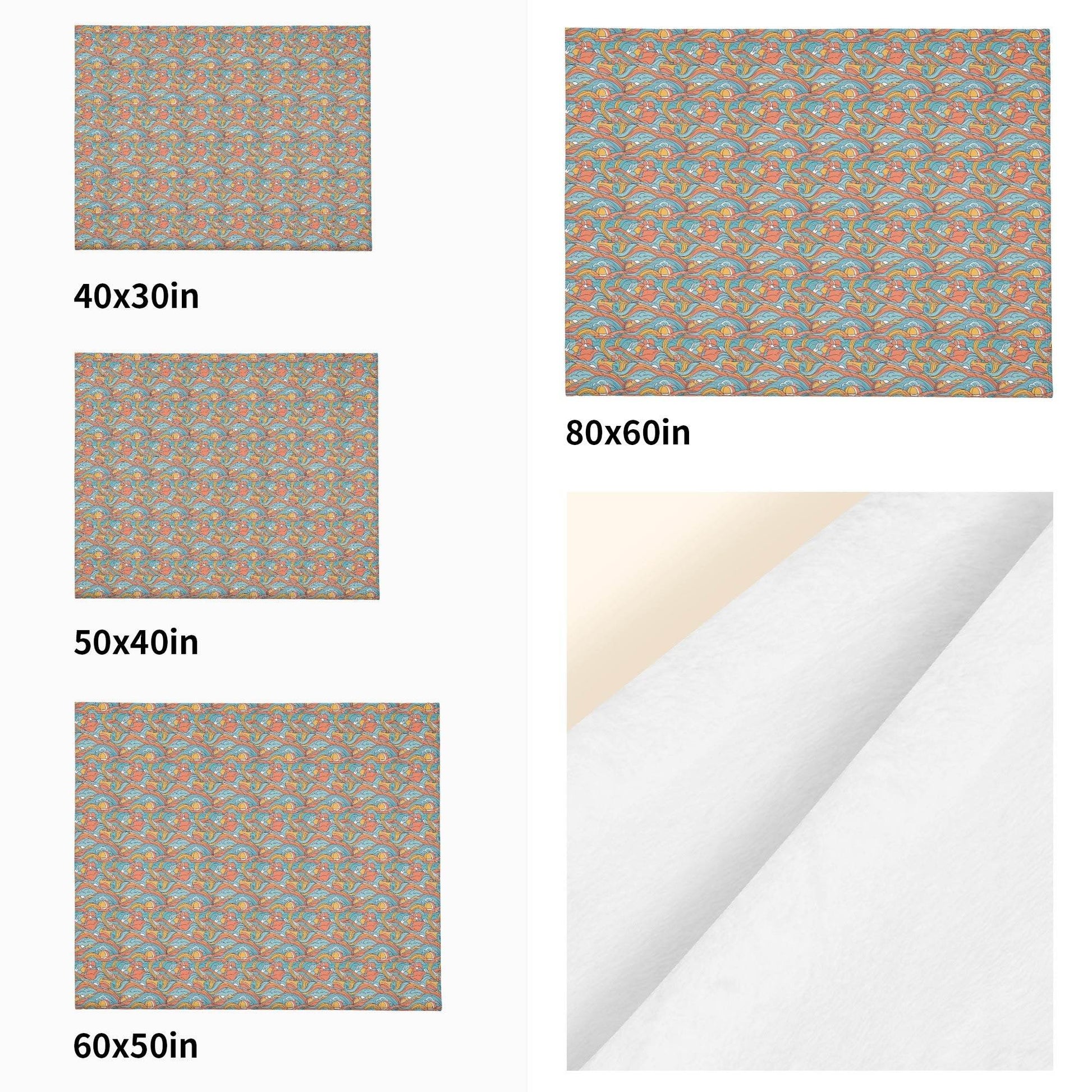 Ocean Abstract Horizontal Flannel Breathable Blanket 4 Sizes - DeRose Seasonal