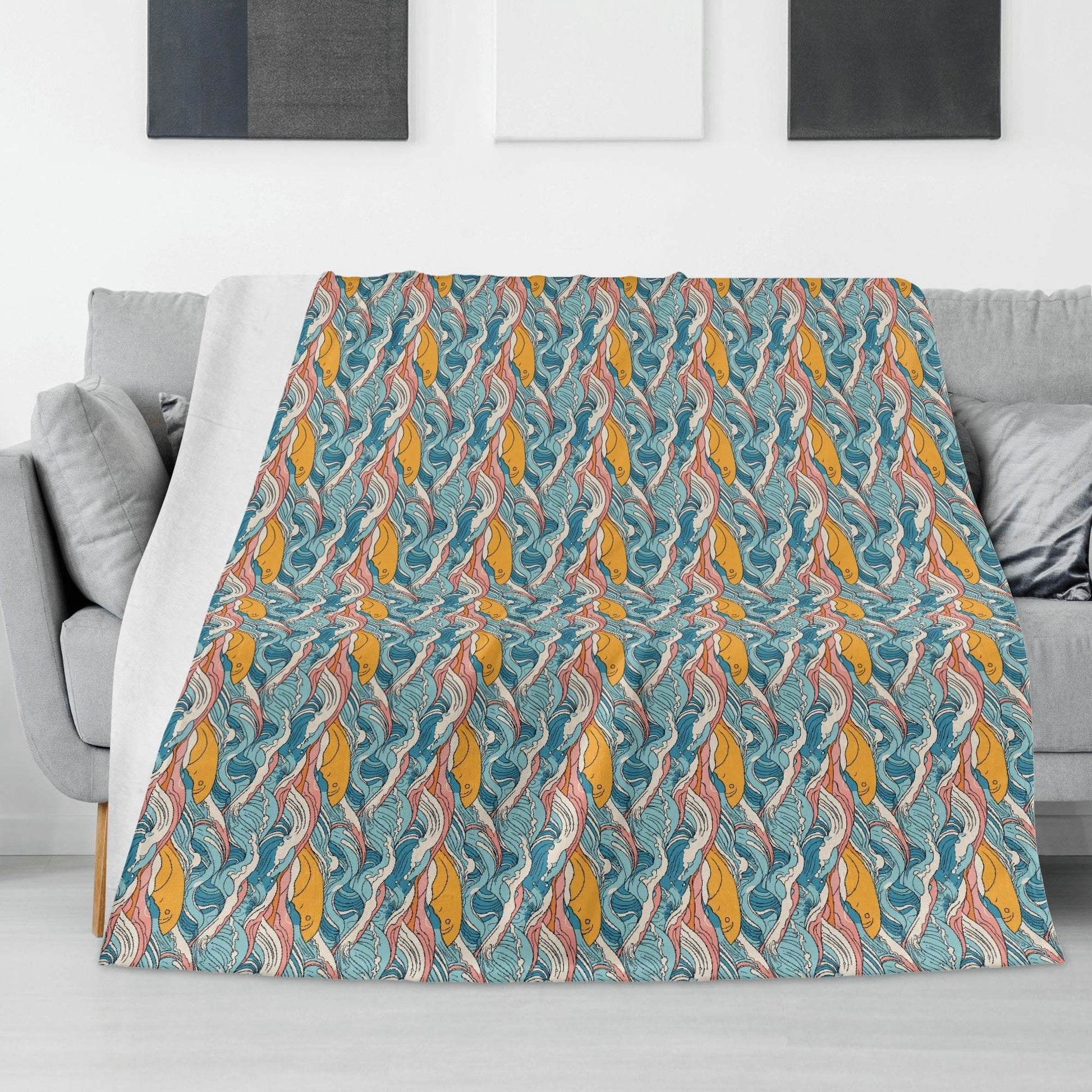 Sun in the Waves Horizontal Flannel Breathable Blanket 4 Sizes - DeRose Seasonal