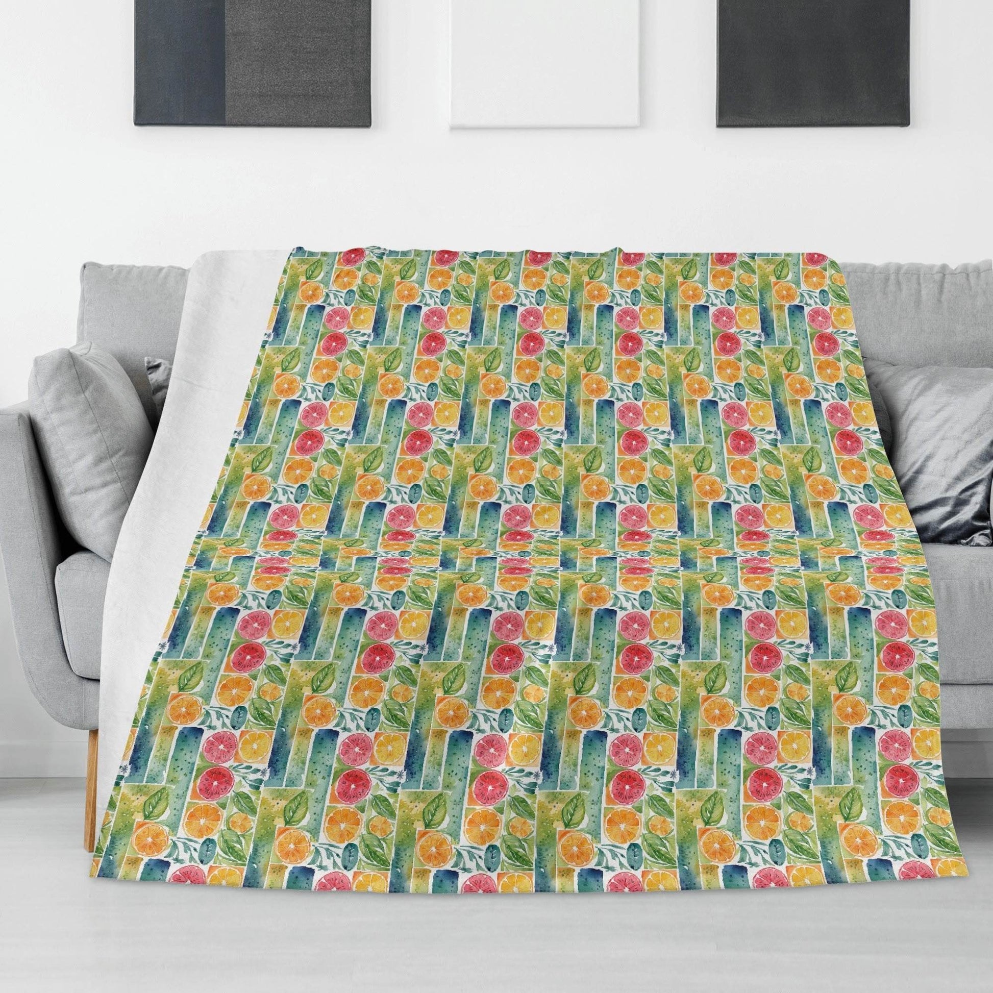 Watercolor Fruit Horizontal Flannel Breathable Blanket 4 Sizes - DeRose Seasonal
