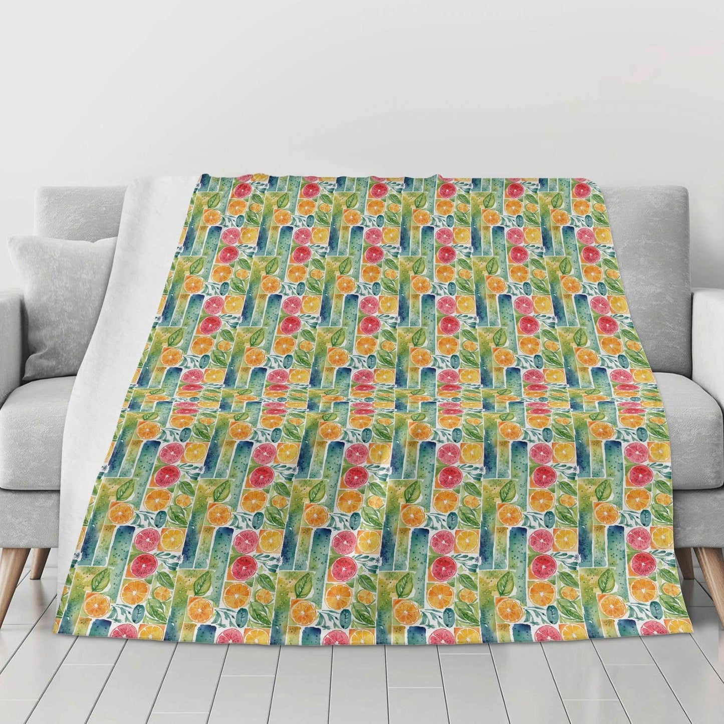 Watercolor Fruit Horizontal Flannel Breathable Blanket 4 Sizes - DeRose Seasonal