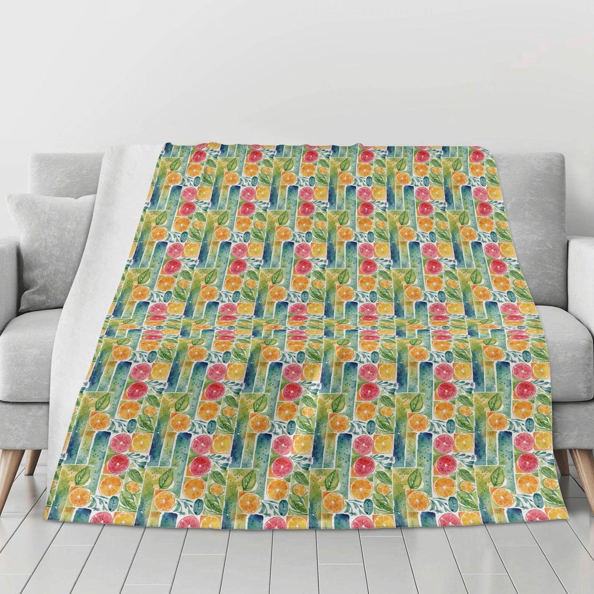 Watercolor Fruit Horizontal Flannel Breathable Blanket 4 Sizes - DeRose Seasonal
