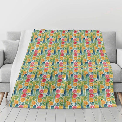 Watercolor Fruit Horizontal Flannel Breathable Blanket 4 Sizes - DeRose Seasonal