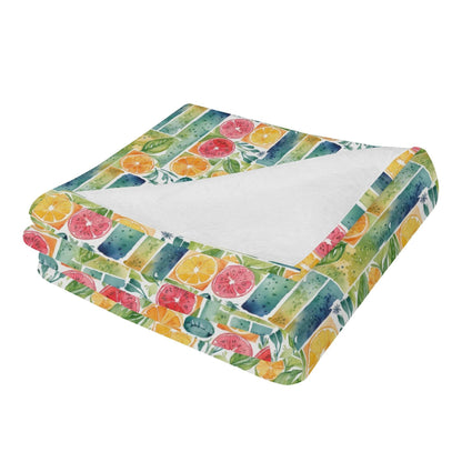 Watercolor Fruit Horizontal Flannel Breathable Blanket 4 Sizes - DeRose Seasonal