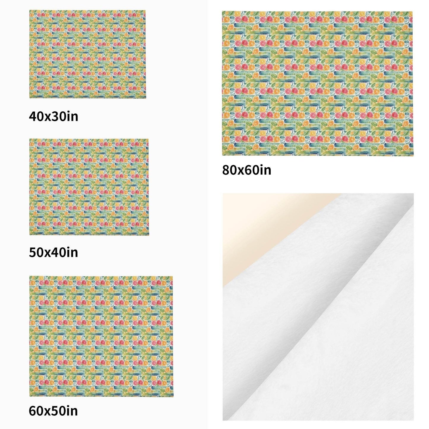 Watercolor Fruit Horizontal Flannel Breathable Blanket 4 Sizes - DeRose Seasonal