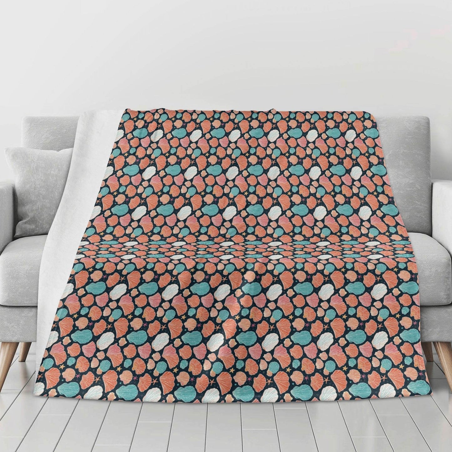 Big Shells and Stars Horizontal Flannel Breathable Blanket 4 Sizes - DeRose Seasonal