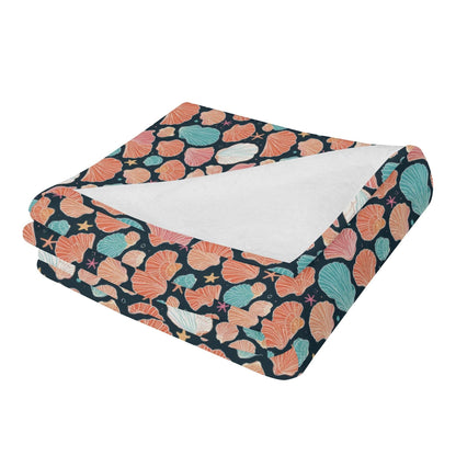 Big Shells and Stars Horizontal Flannel Breathable Blanket 4 Sizes - DeRose Seasonal