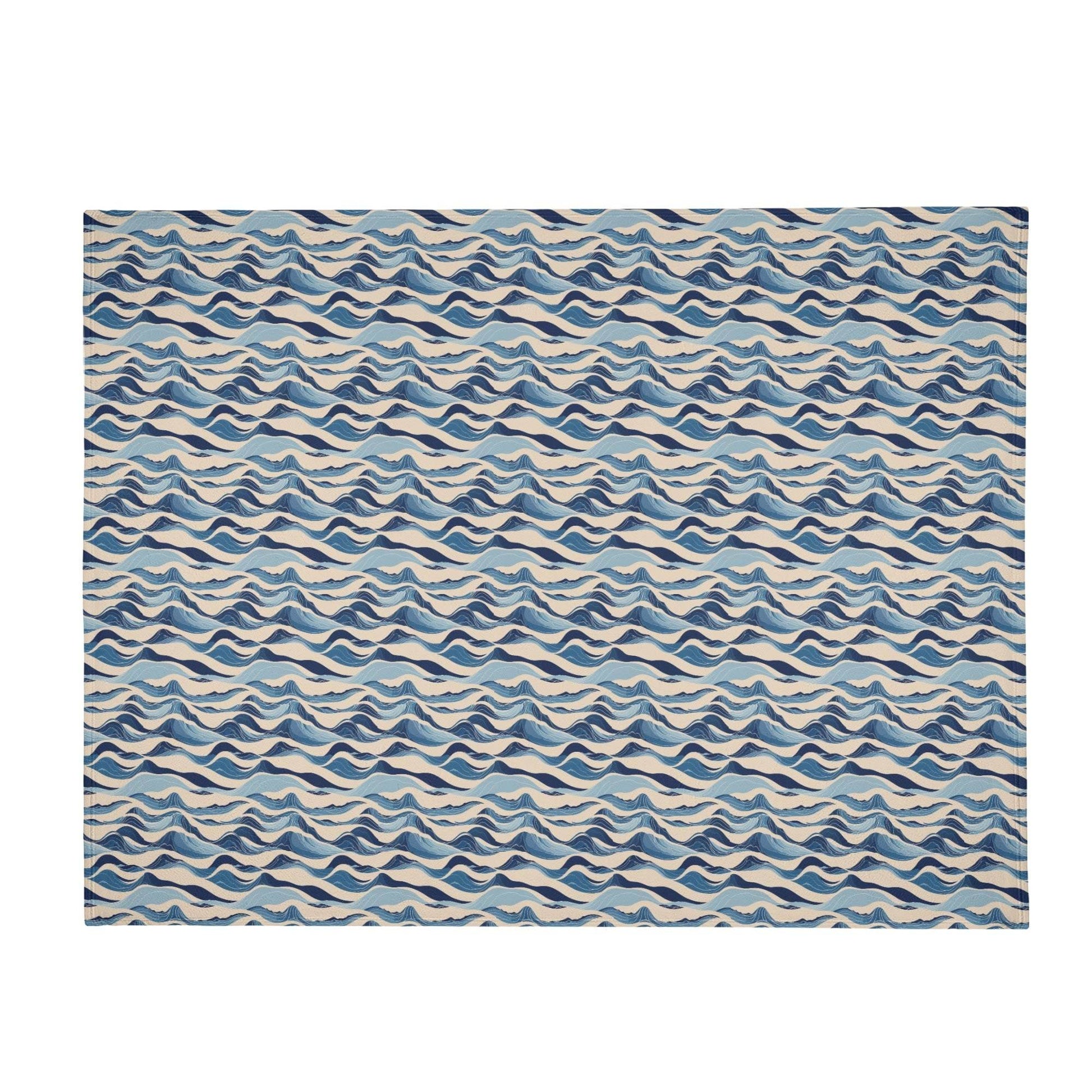 Blue Waves Horizontal Flannel Breathable Blanket 4 Sizes - DeRose Seasonal
