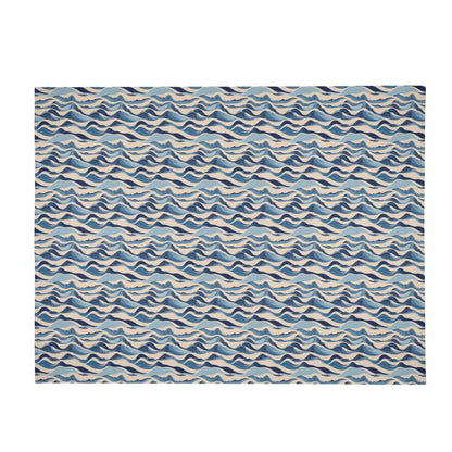 Blue Waves Horizontal Flannel Breathable Blanket 4 Sizes - DeRose Seasonal