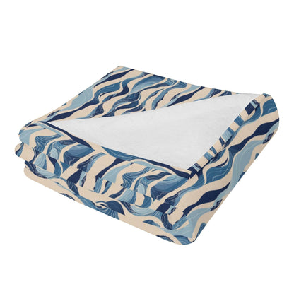 Blue Waves Horizontal Flannel Breathable Blanket 4 Sizes - DeRose Seasonal