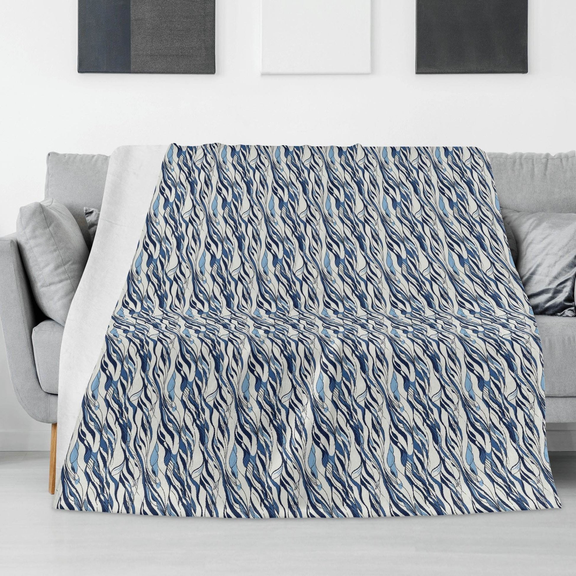 Ocean Lines Horizontal Flannel Breathable Blanket 4 Sizes - DeRose Seasonal