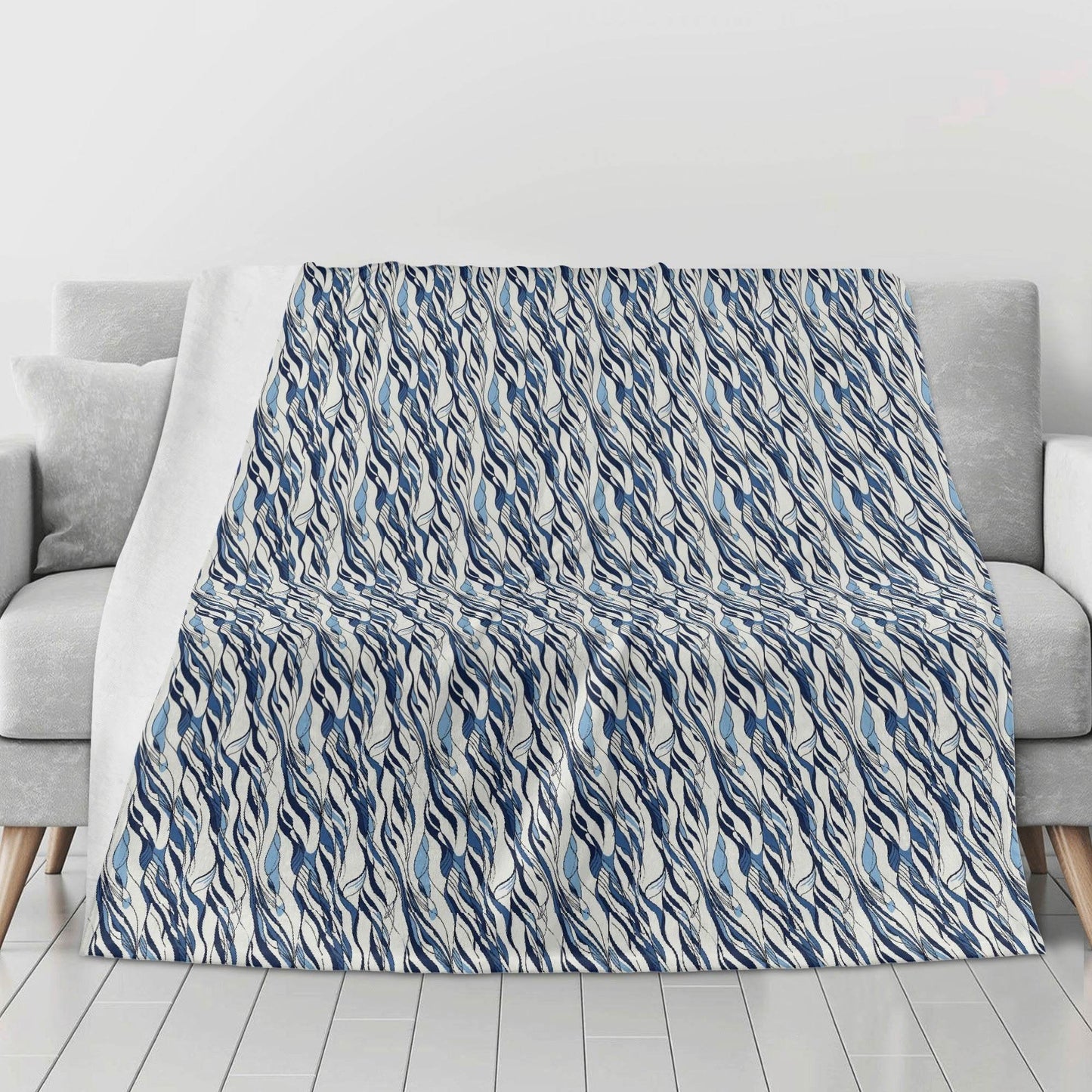 Ocean Lines Horizontal Flannel Breathable Blanket 4 Sizes - DeRose Seasonal
