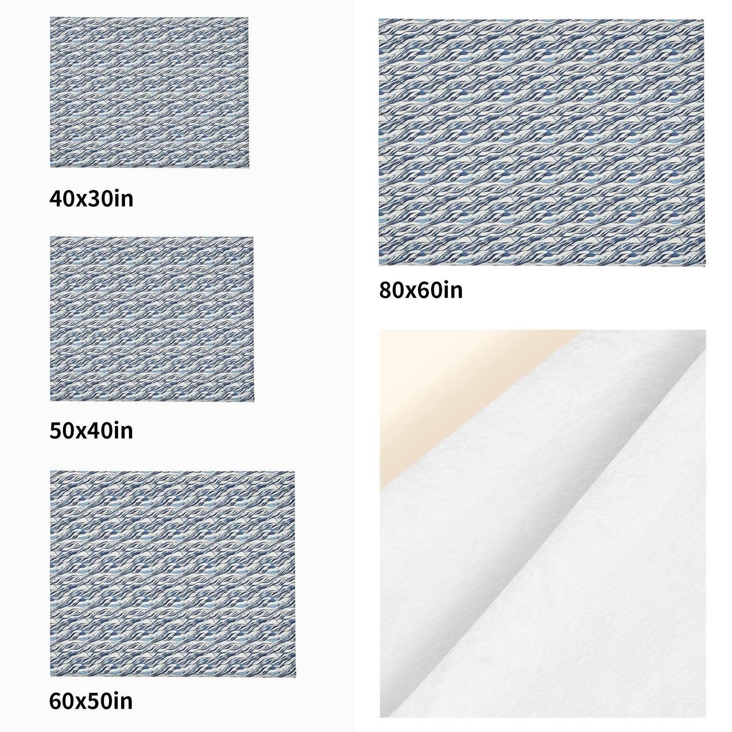 Ocean Lines Horizontal Flannel Breathable Blanket 4 Sizes - DeRose Seasonal