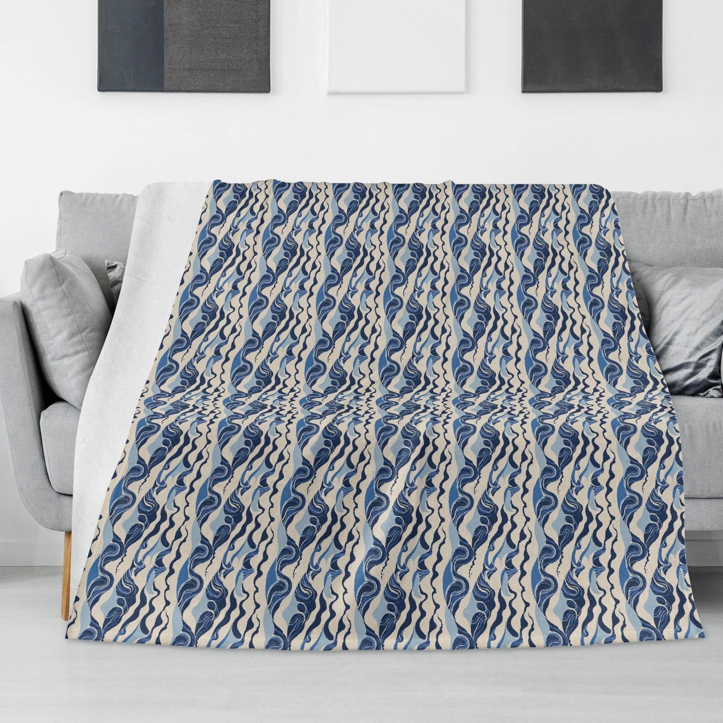 Abstract Waves Horizontal Flannel Breathable Blanket 4 Sizes - DeRose Seasonal
