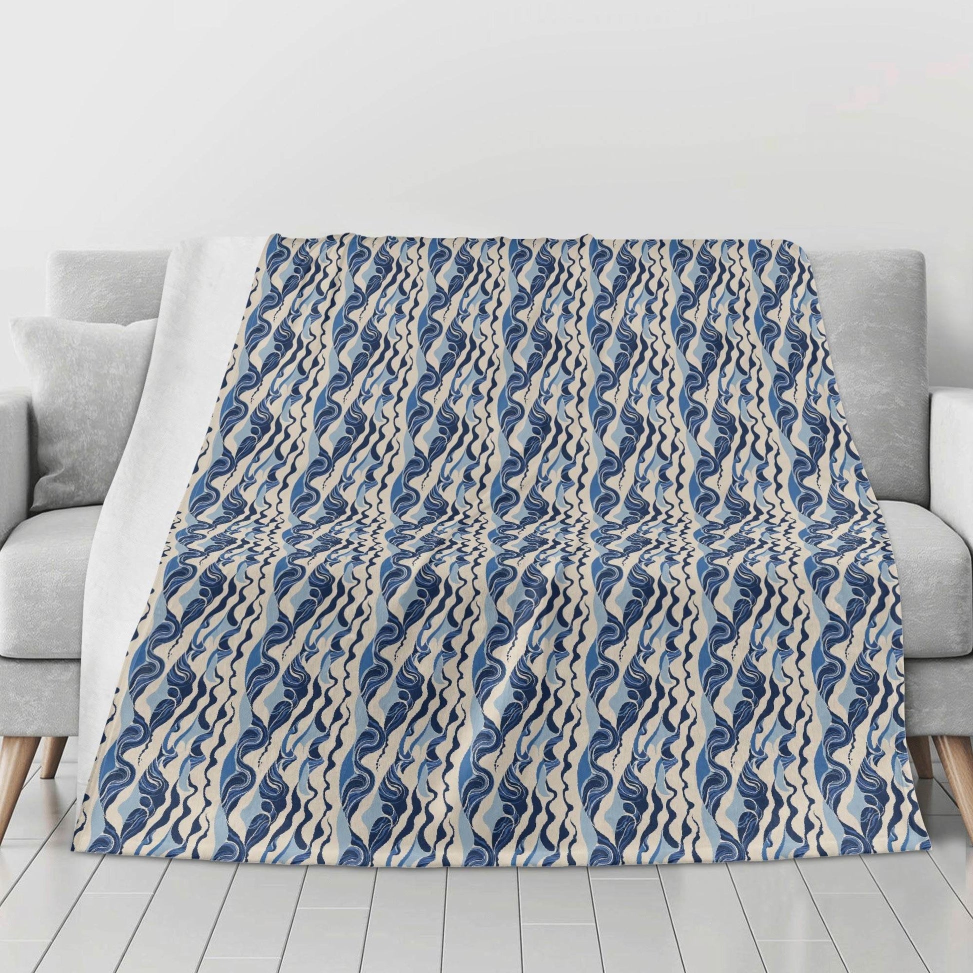 Abstract Waves Horizontal Flannel Breathable Blanket 4 Sizes - DeRose Seasonal