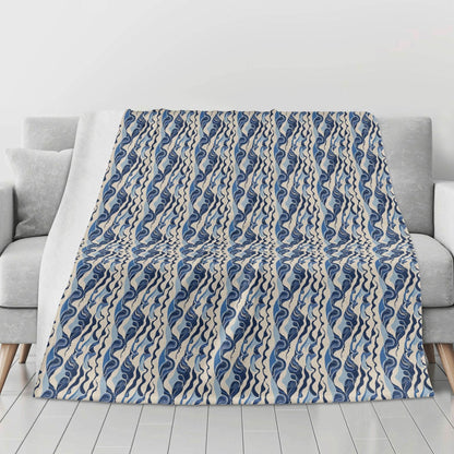 Abstract Waves Horizontal Flannel Breathable Blanket 4 Sizes - DeRose Seasonal