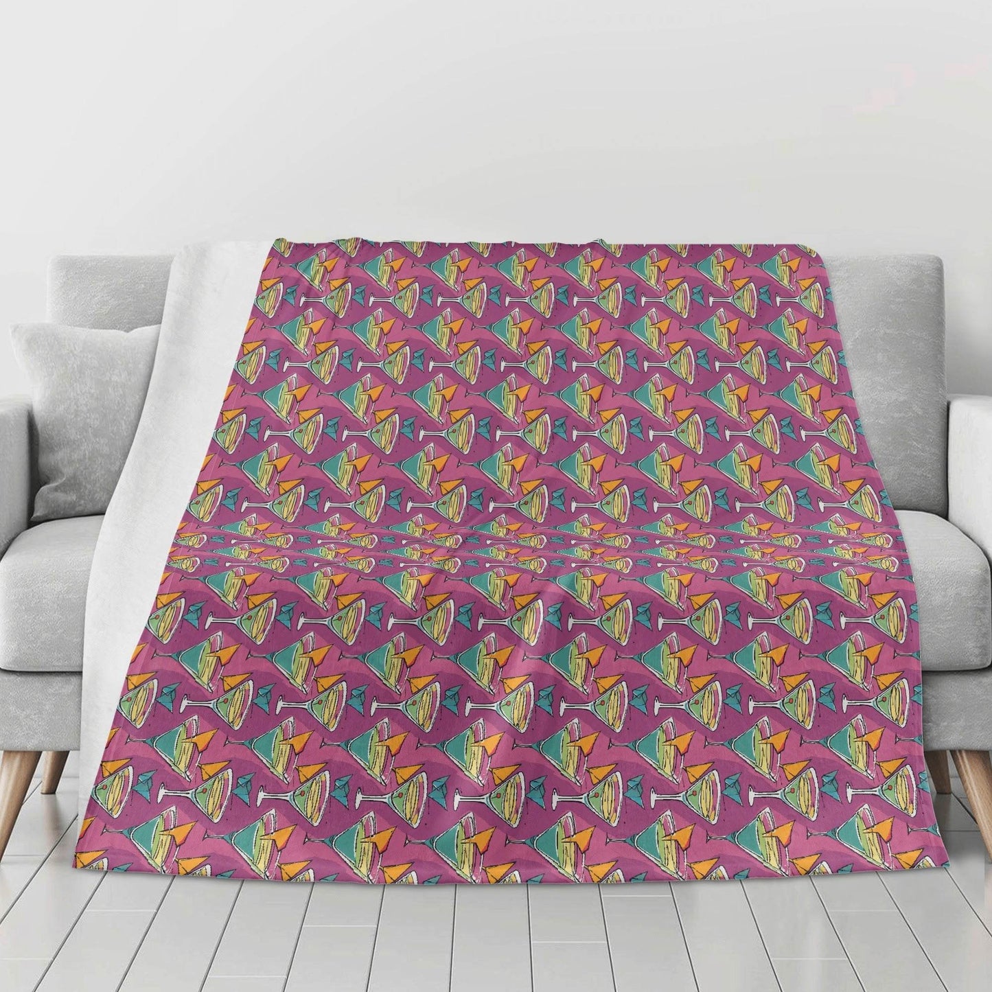 Artini Martini Horizontal Flannel Breathable Blanket 4 Sizes - DeRose Seasonal