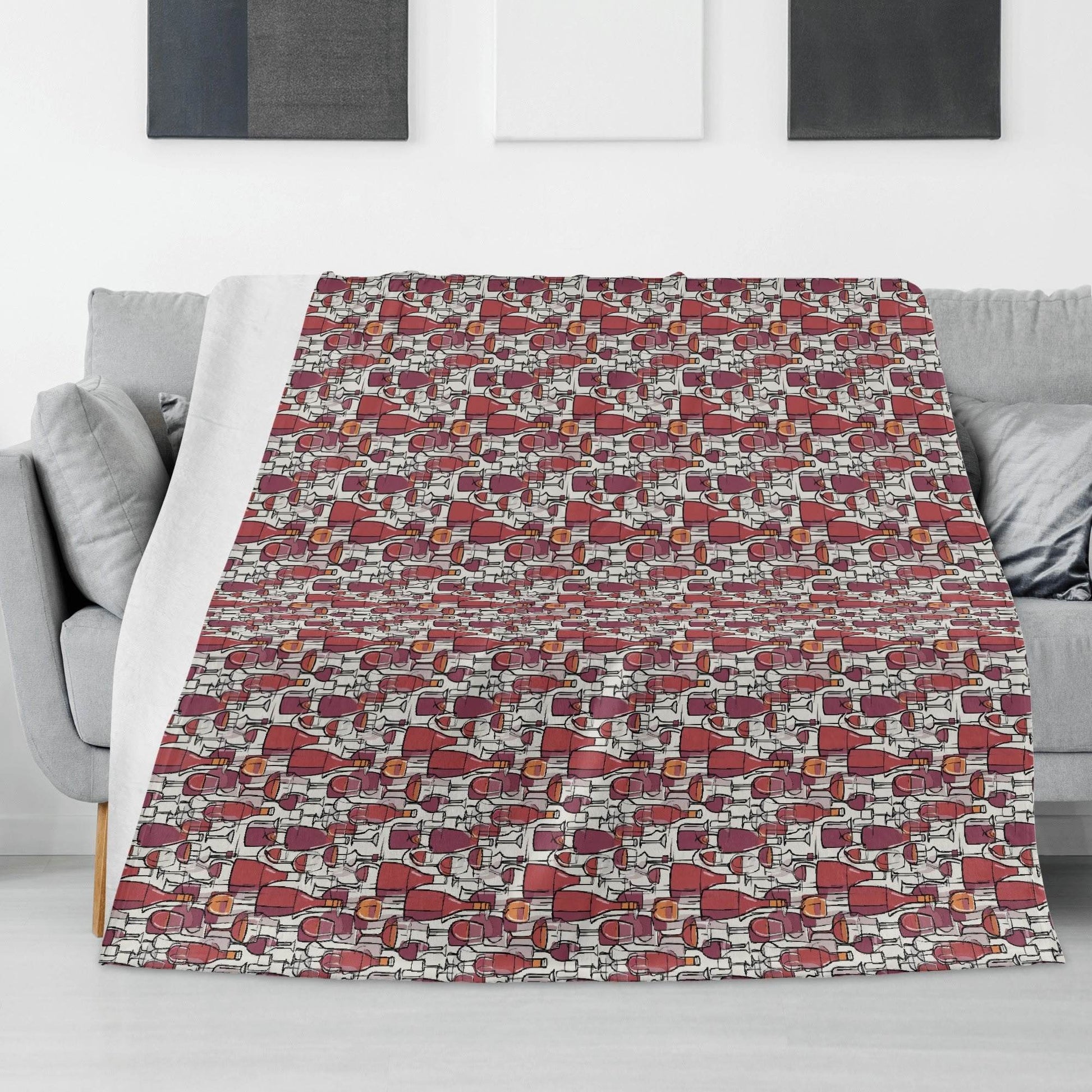 Wine With Me Horizontal Flannel Breathable Blanket 4 Sizes - DeRose Seasonal