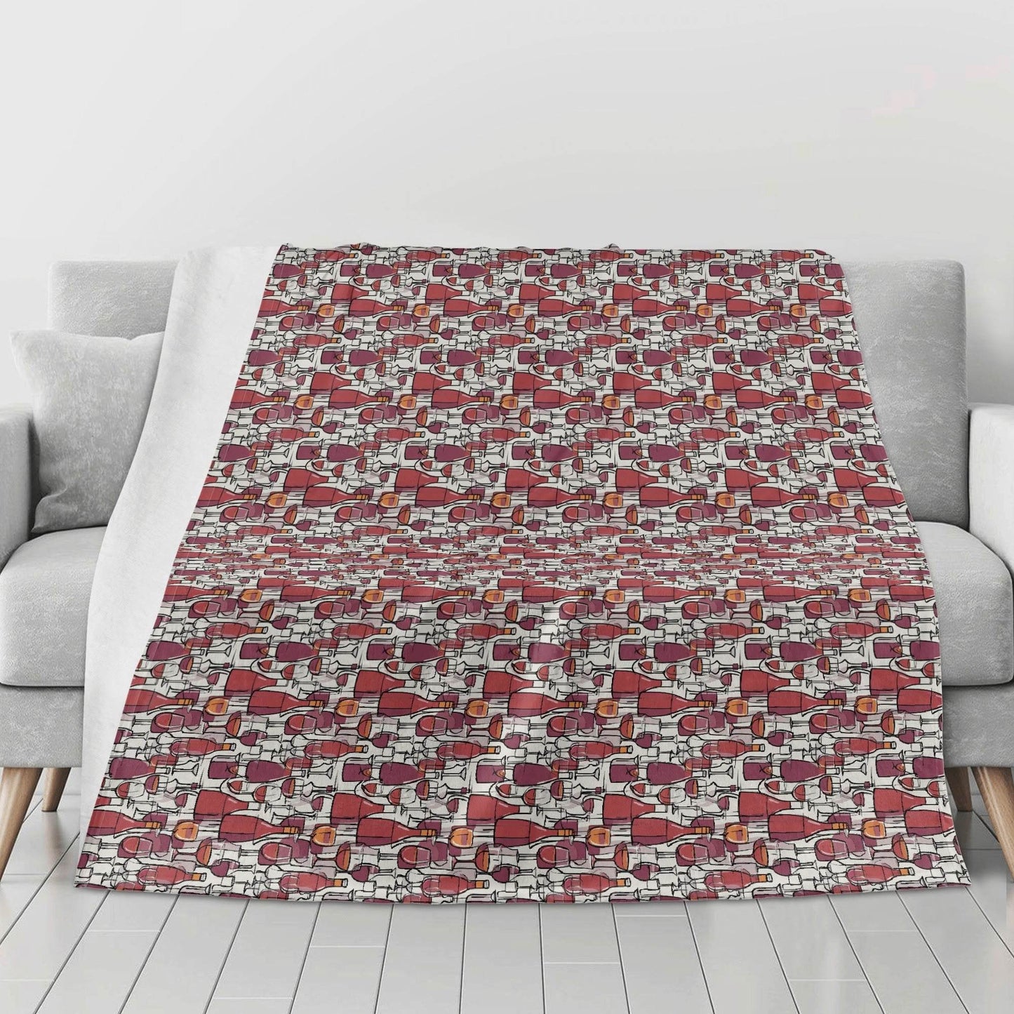 Wine With Me Horizontal Flannel Breathable Blanket 4 Sizes - DeRose Seasonal