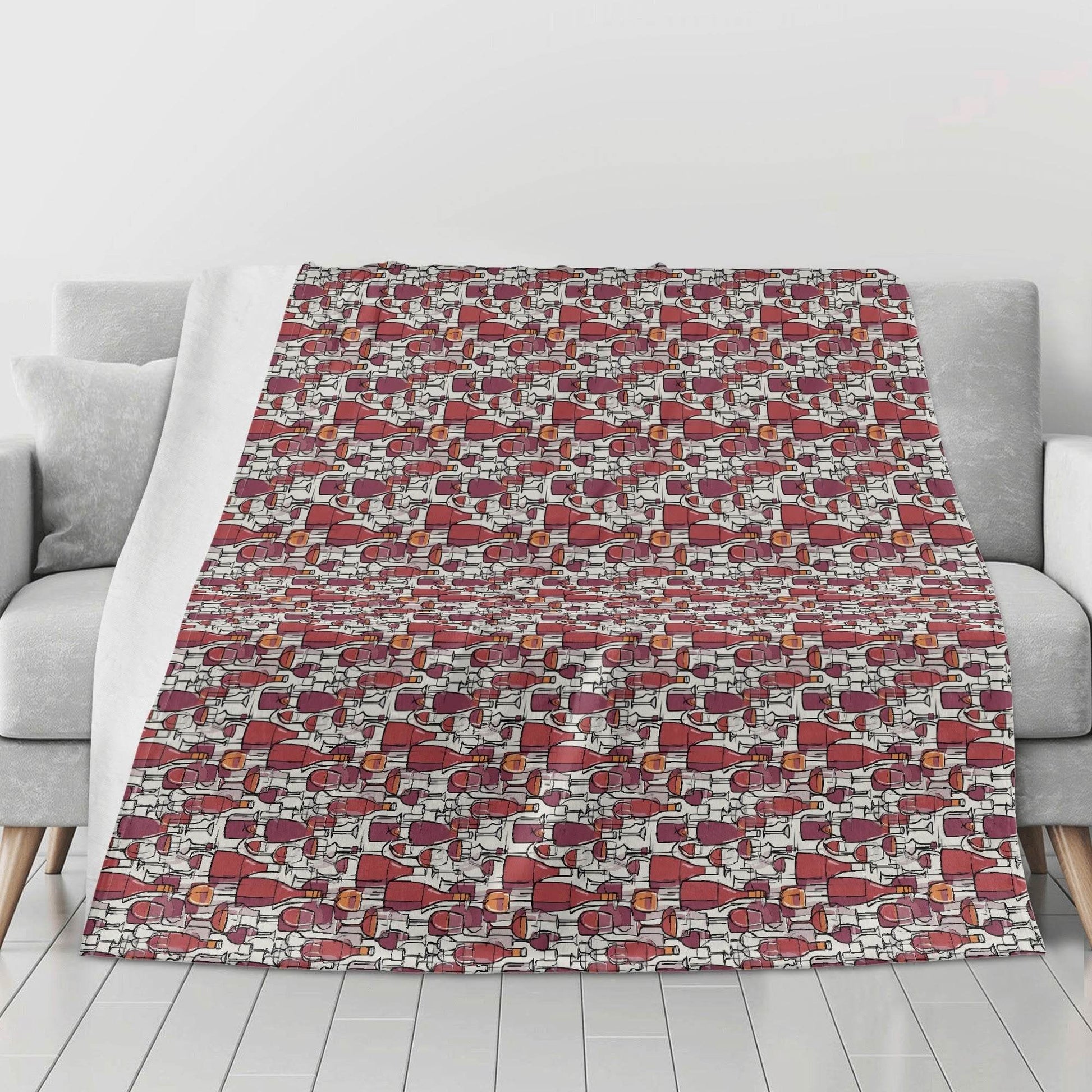 Wine With Me Horizontal Flannel Breathable Blanket 4 Sizes - DeRose Seasonal