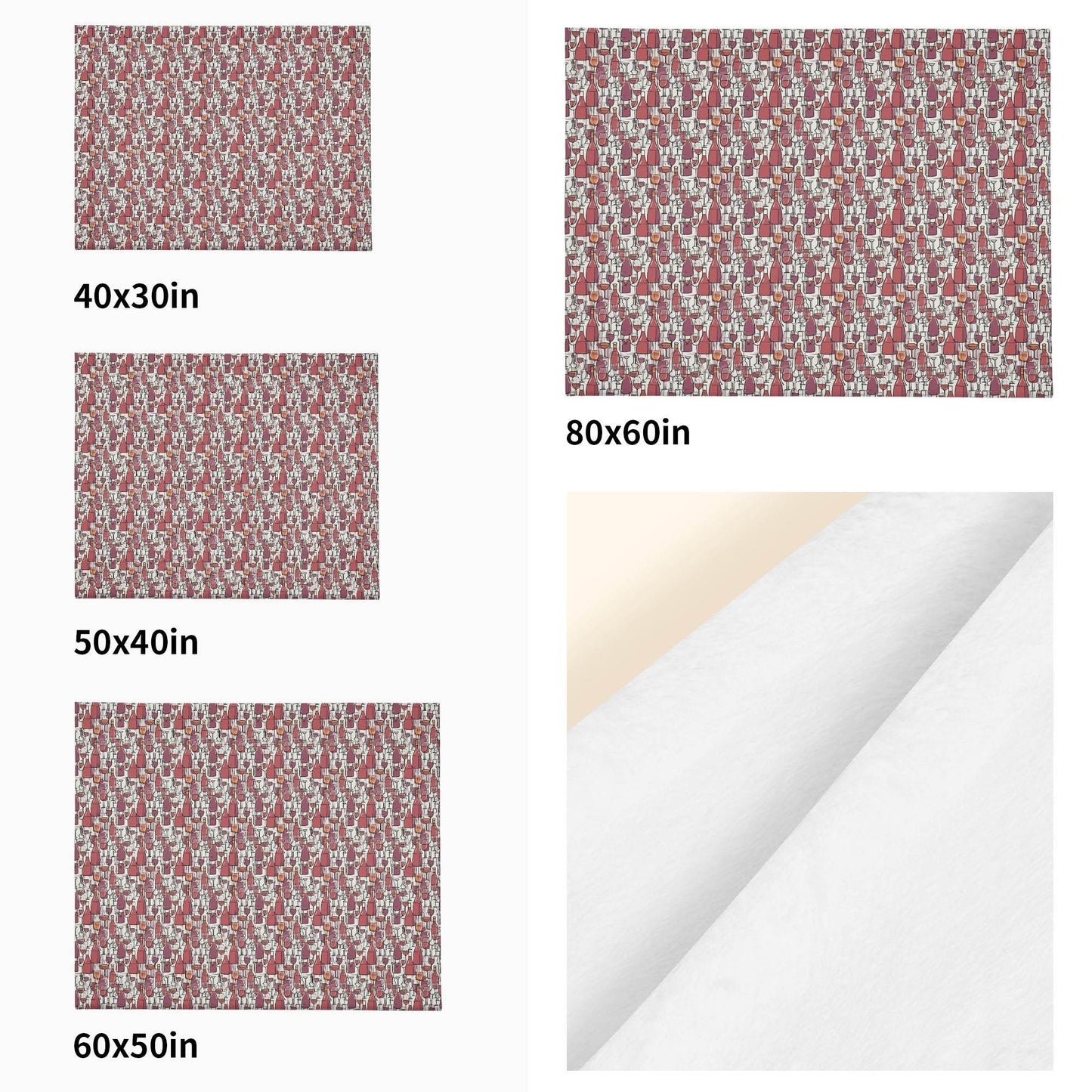 Wine With Me Horizontal Flannel Breathable Blanket 4 Sizes - DeRose Seasonal