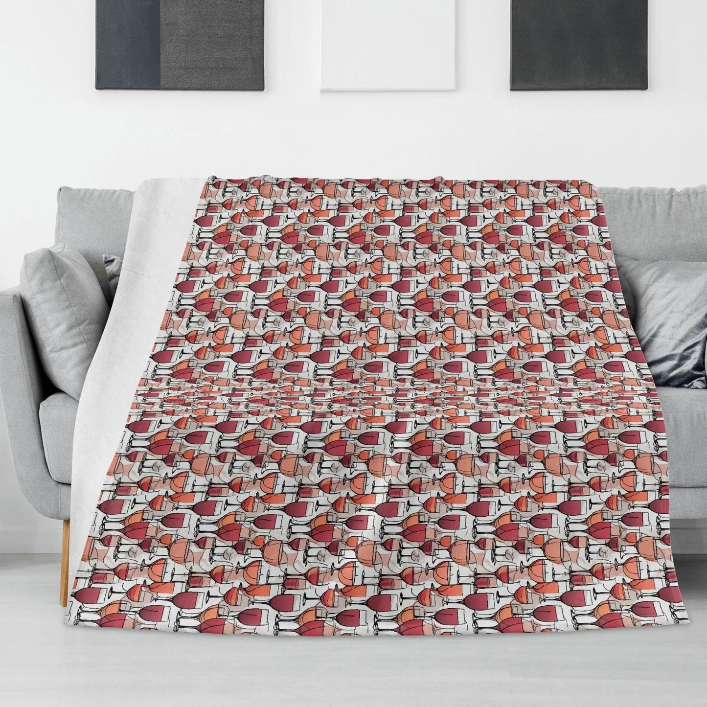 Wine Dining Horizontal Flannel Breathable Blanket 4 Sizes - DeRose Seasonal