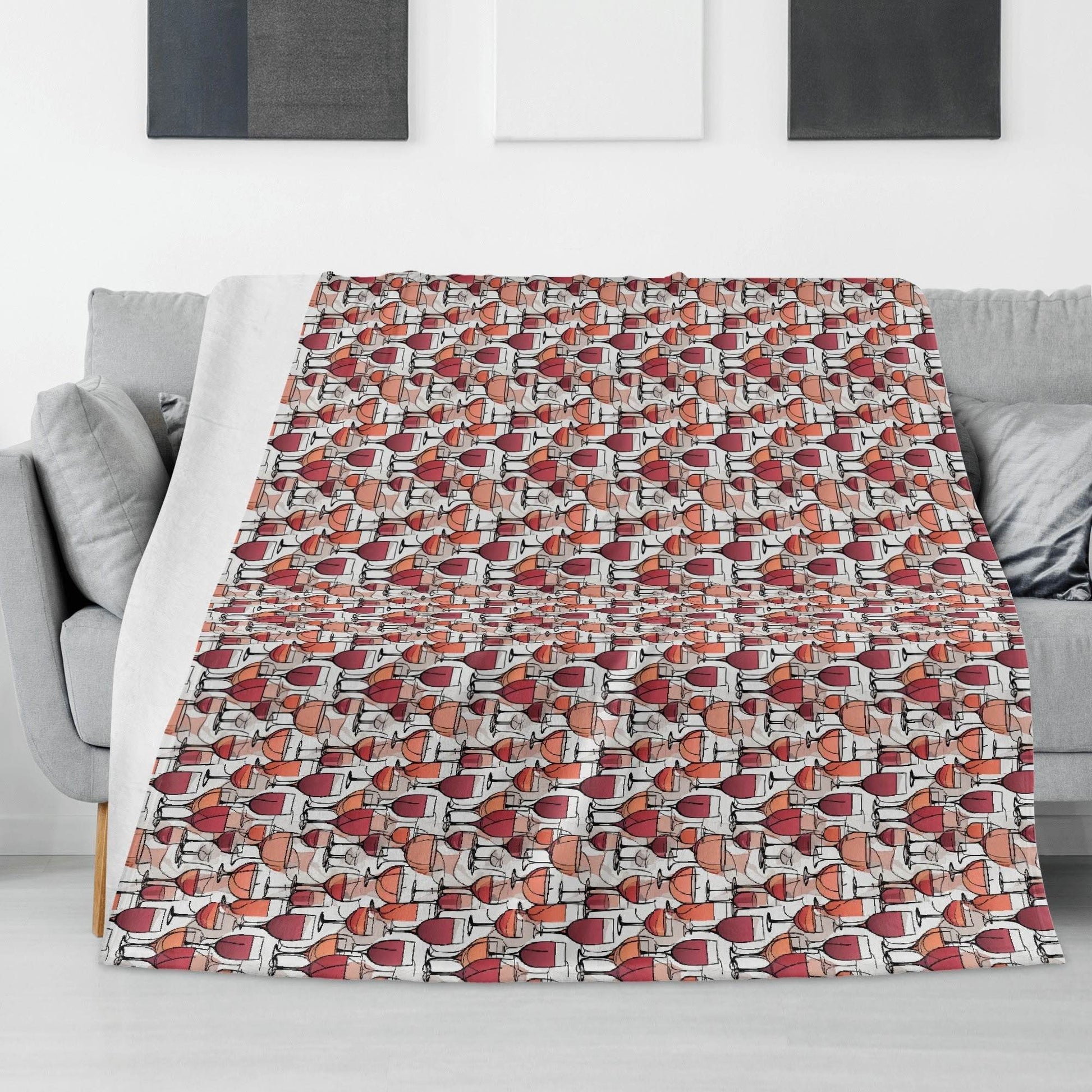Wine Dining Horizontal Flannel Breathable Blanket 4 Sizes - DeRose Seasonal