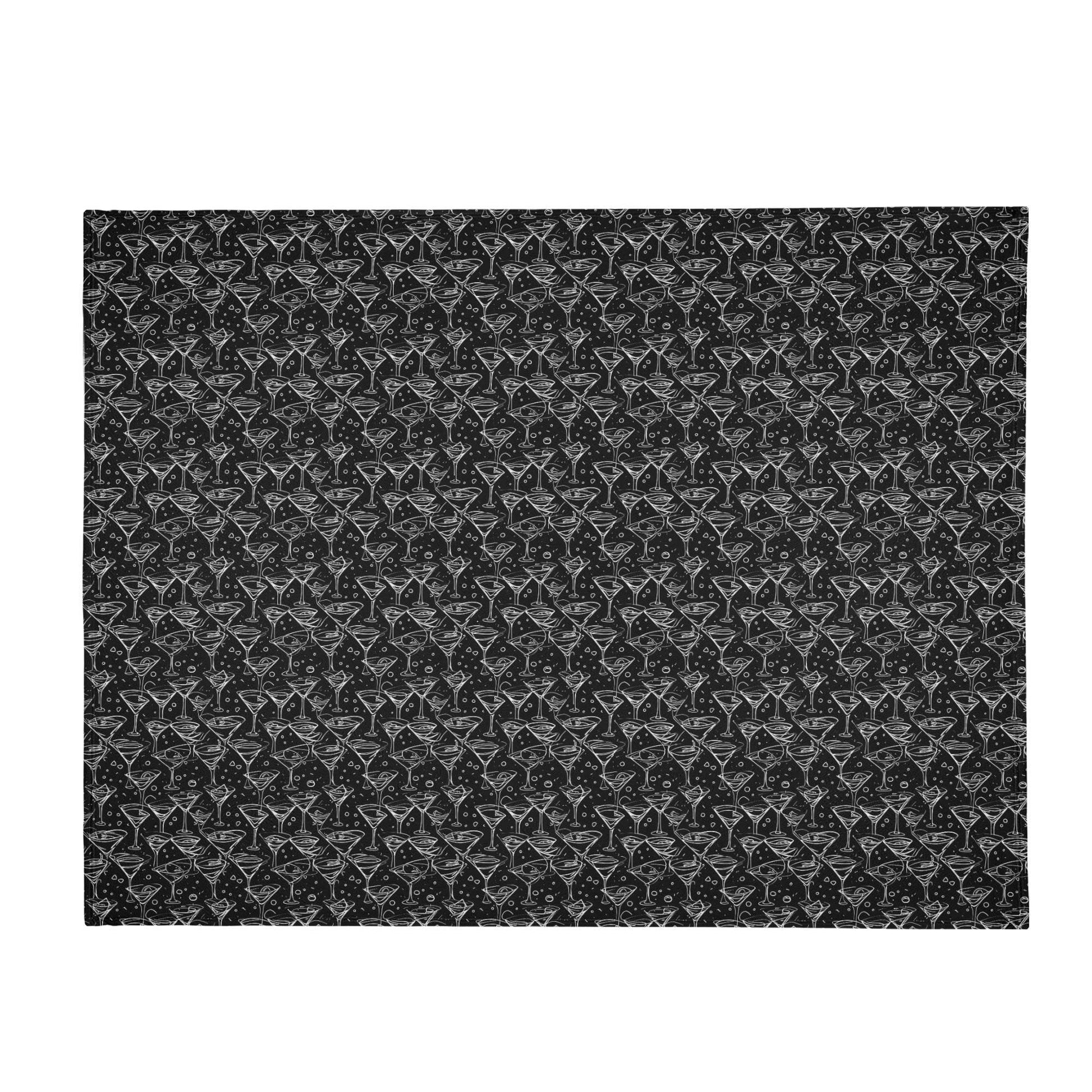 Black and White Martini Horizontal Flannel Breathable Blanket 4 Sizes - DeRose Seasonal