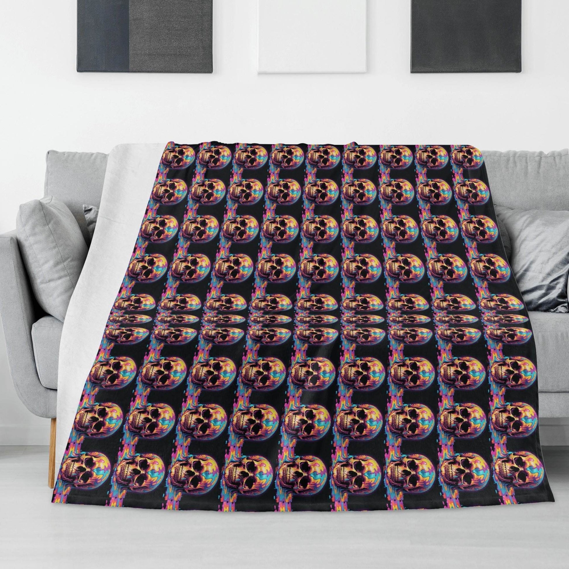 Dripping Skulls Horizontal Flannel Breathable Blanket 4 Sizes - DeRose Seasonal