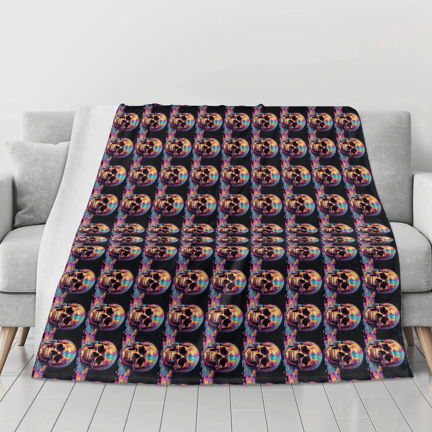 Dripping Skulls Horizontal Flannel Breathable Blanket 4 Sizes - DeRose Seasonal