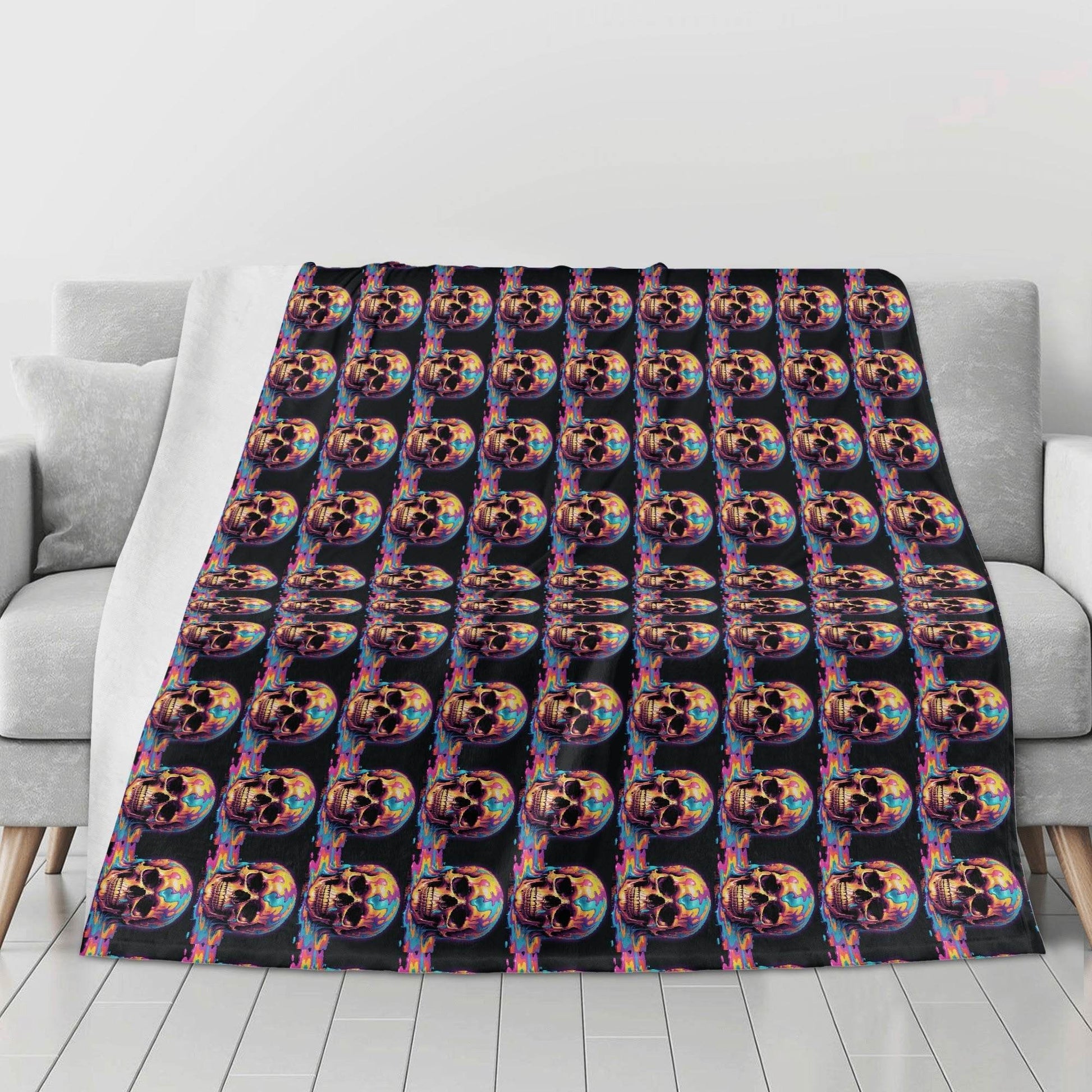 Dripping Skulls Horizontal Flannel Breathable Blanket 4 Sizes - DeRose Seasonal