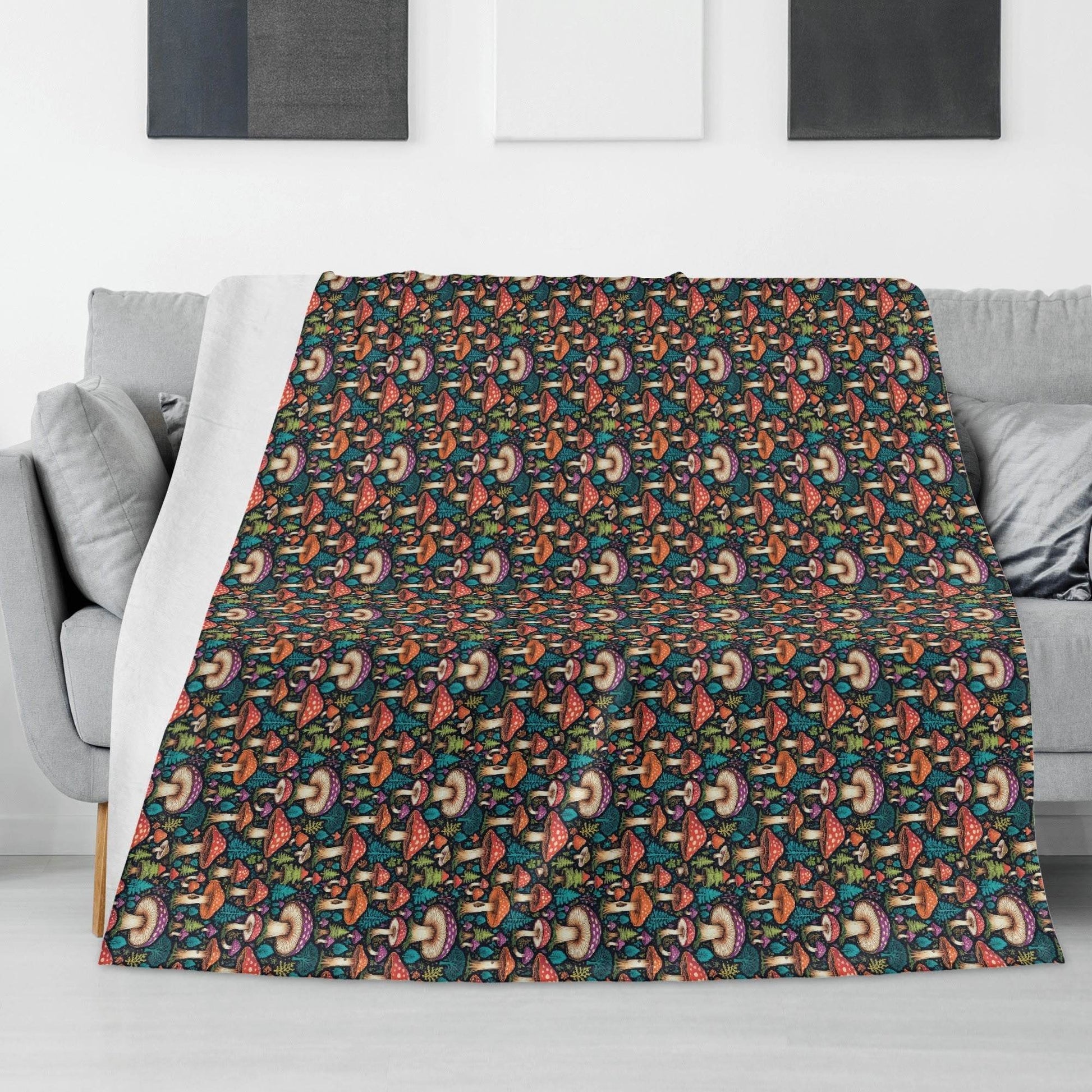 Forest Shrooms Horizontal Flannel Breathable Blanket 4 Sizes - DeRose Seasonal