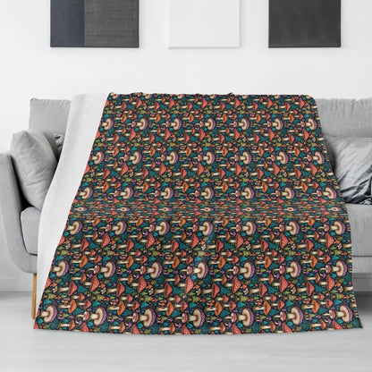 Forest Shrooms Horizontal Flannel Breathable Blanket 4 Sizes - DeRose Seasonal