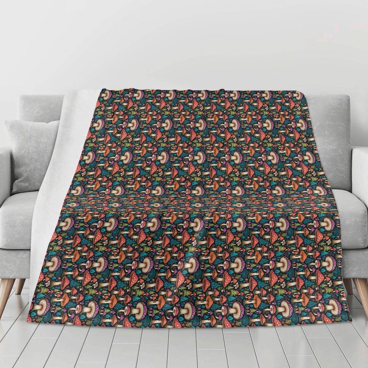 Forest Shrooms Horizontal Flannel Breathable Blanket 4 Sizes - DeRose Seasonal