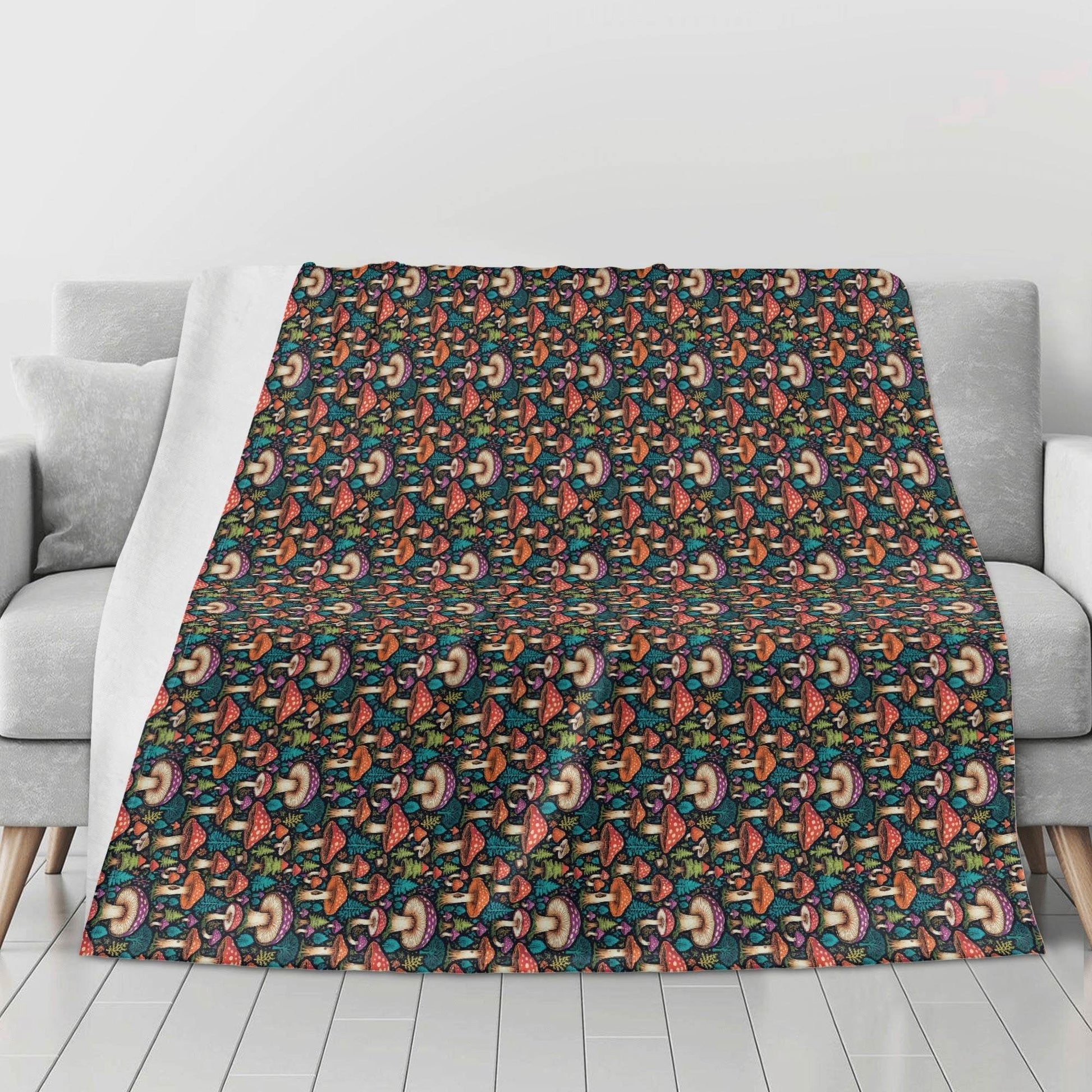 Forest Shrooms Horizontal Flannel Breathable Blanket 4 Sizes - DeRose Seasonal