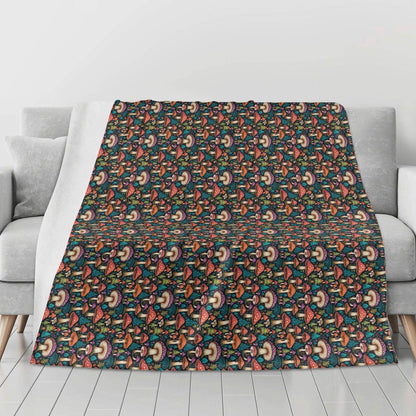 Forest Shrooms Horizontal Flannel Breathable Blanket 4 Sizes - DeRose Seasonal