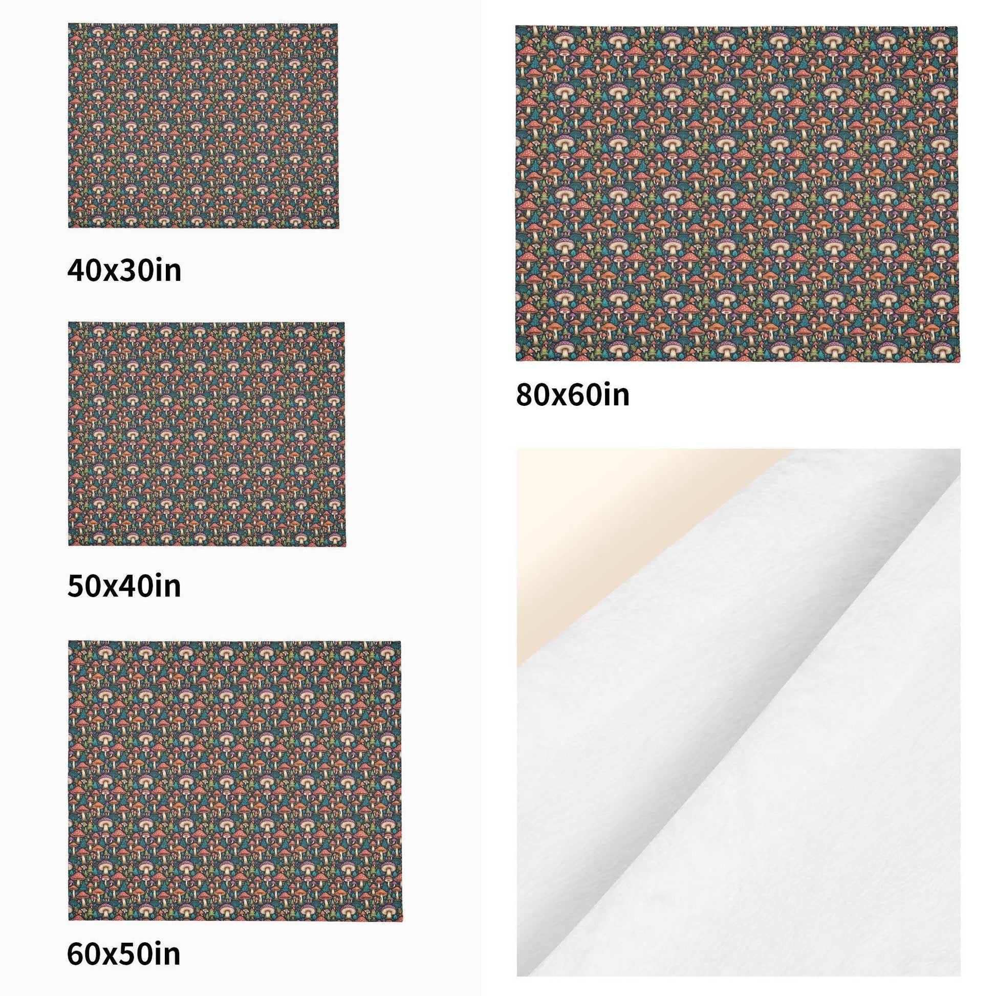 Forest Shrooms Horizontal Flannel Breathable Blanket 4 Sizes - DeRose Seasonal