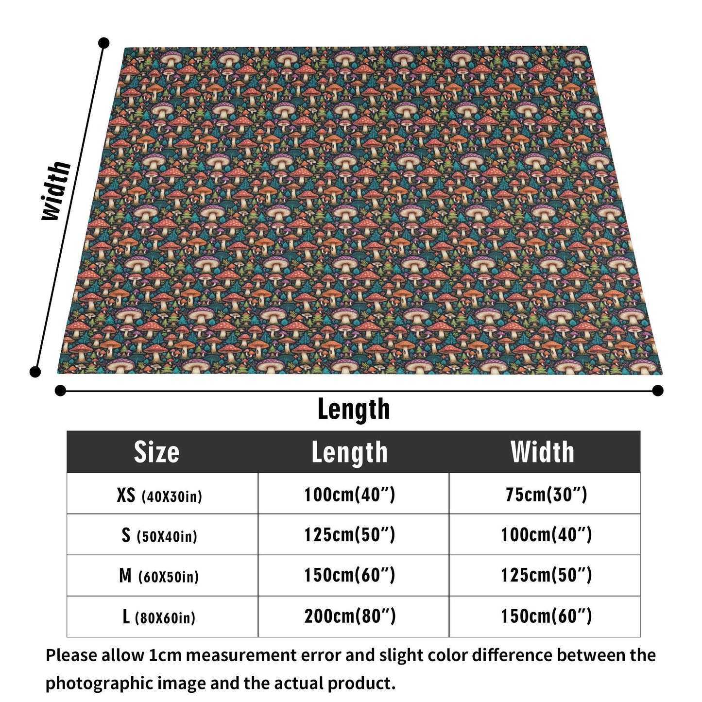 Forest Shrooms Horizontal Flannel Breathable Blanket 4 Sizes - DeRose Seasonal