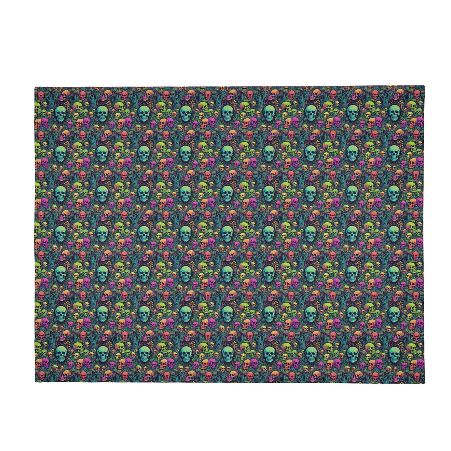 Trippy Skulls Horizontal Flannel Breathable Blanket 4 Sizes - DeRose Seasonal