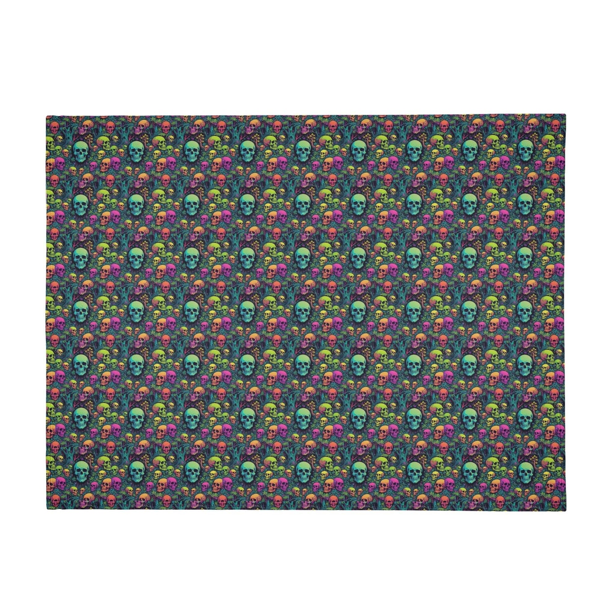 Trippy Skulls Horizontal Flannel Breathable Blanket 4 Sizes - DeRose Seasonal
