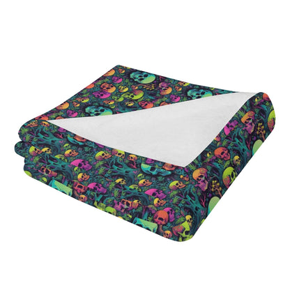 Trippy Skulls Horizontal Flannel Breathable Blanket 4 Sizes - DeRose Seasonal