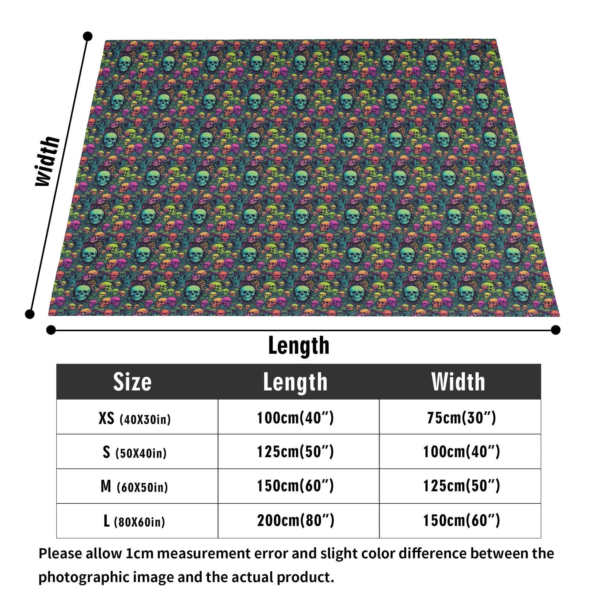 Trippy Skulls Horizontal Flannel Breathable Blanket 4 Sizes - DeRose Seasonal