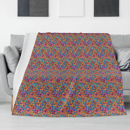 Floral Trippy Horizontal Flannel Breathable Blanket 4 Sizes - DeRose Seasonal