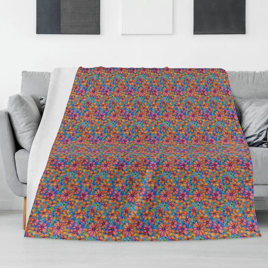 Floral Trippy Horizontal Flannel Breathable Blanket 4 Sizes - DeRose Seasonal